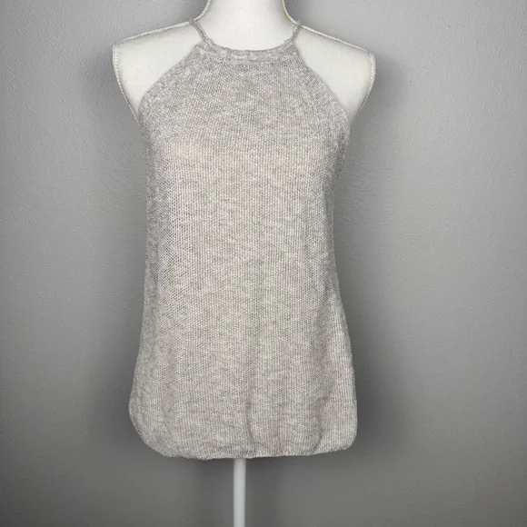 Tommy Bahama Halter Top Women’s Small Tan Crochet Knit Sleeveless Linen Blend - Picture 1 of 8